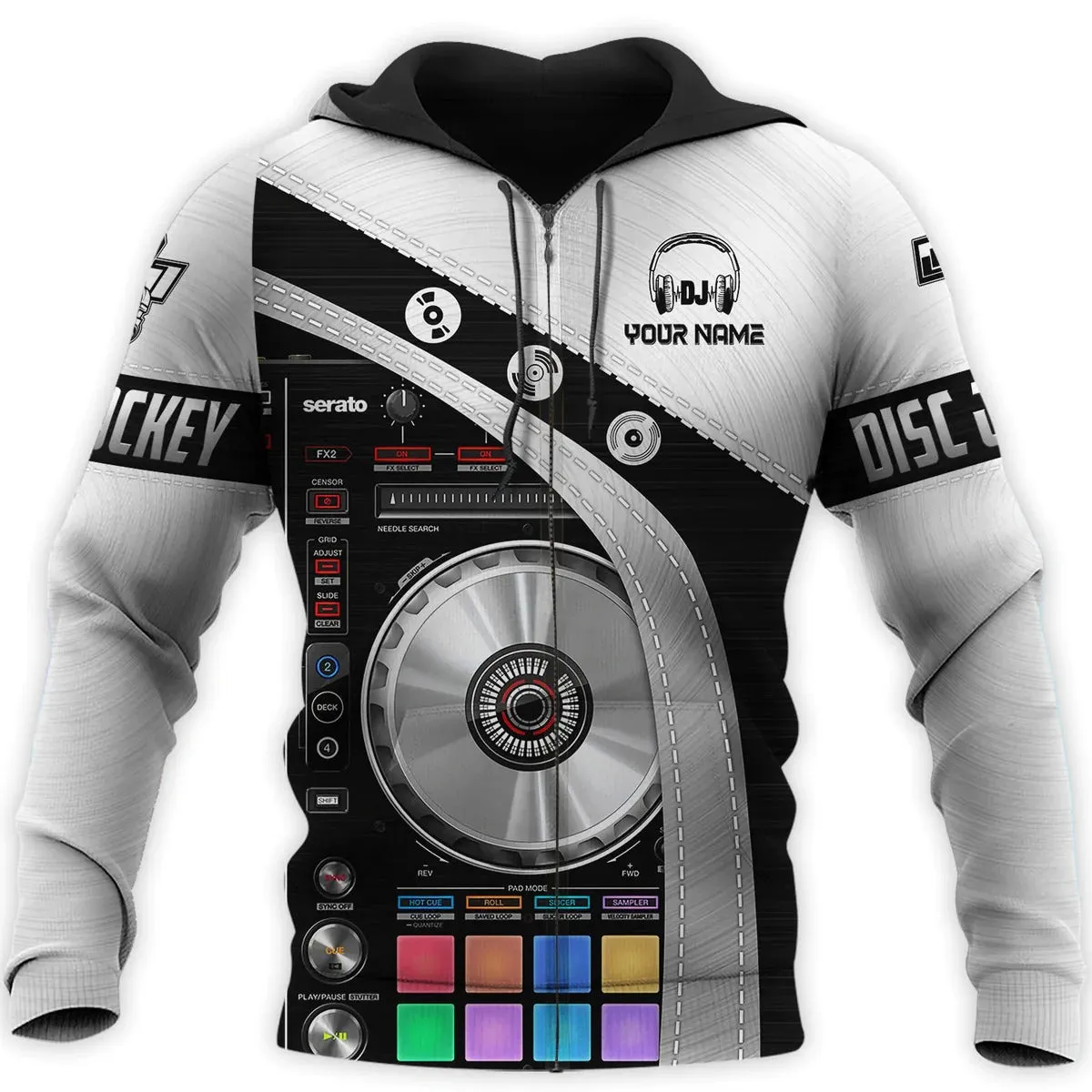 3D Custom DJ Hoodie, Disc Jockey Clothing, Dj Gift For Him Her, DJ Tshirt Metal Pattern