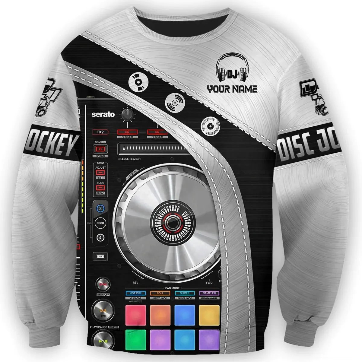 3D Custom DJ Hoodie, Disc Jockey Clothing, Dj Gift For Him Her, DJ Tshirt Metal Pattern