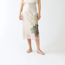 Deep Pearl Sequin Noble Print Midi Skirt