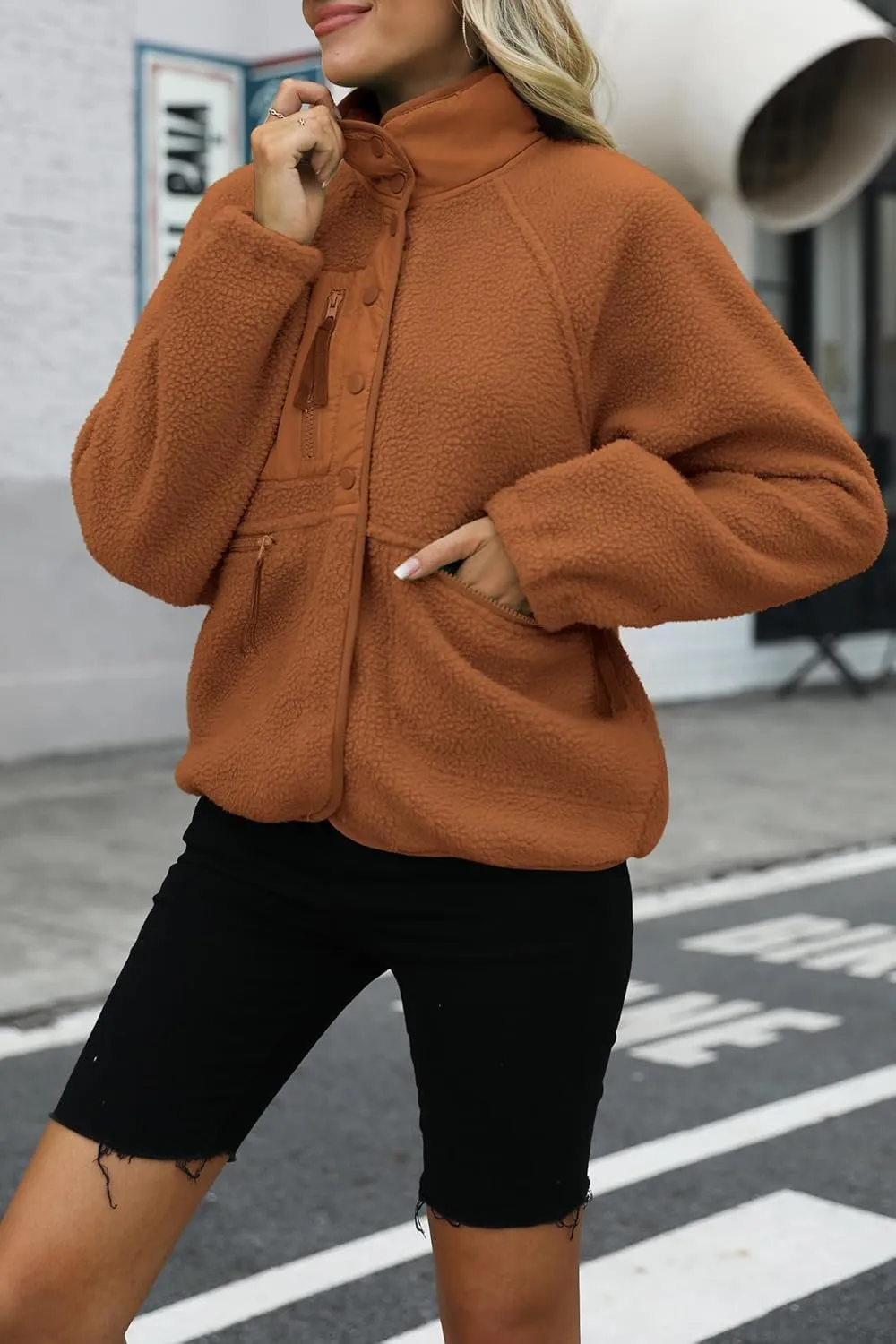 Nirovien Womens Fuzzy Fleece Jacket Button Down Sherpa Coats Casual Winter Warm Outwear with Pockets