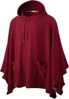 Ohoo Men's Hooded Poncho Cape Cloak Fashion Hoodie Pullover with Pocket