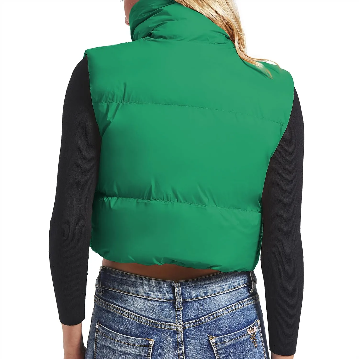 Zando Cropped Puffer Vest Women Sleeveless Outerwear Winter Vest Tops Jackets Lightweight Vests for Women 2025 Trendy Zip