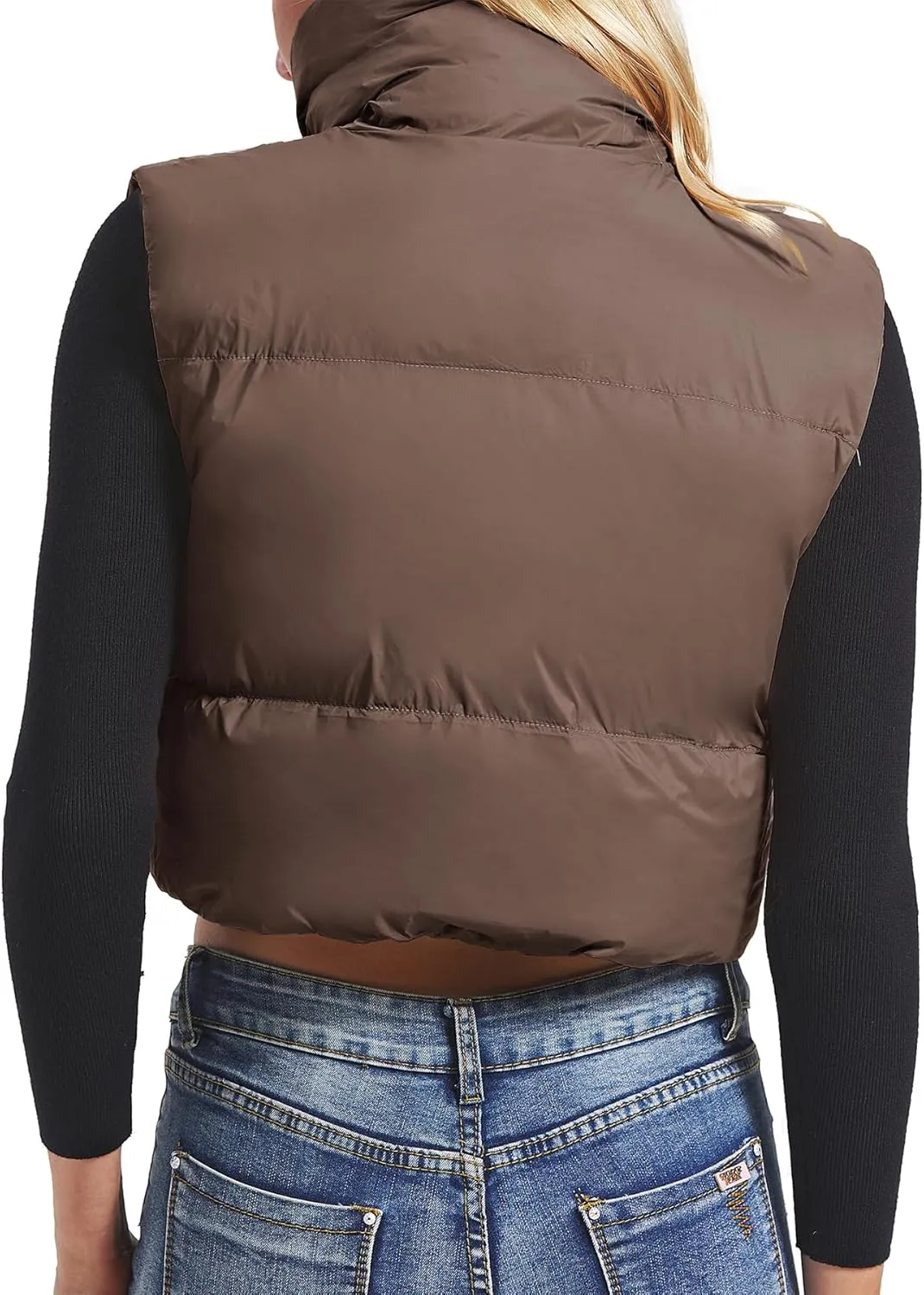 Zando Cropped Puffer Vest Women Sleeveless Outerwear Winter Vest Tops Jackets Lightweight Vests for Women 2025 Trendy Zip